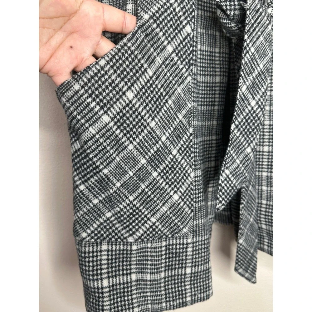 Democracy Womens Plaid Fringe Belted Longline Vest Black White Size M B3341YS5E